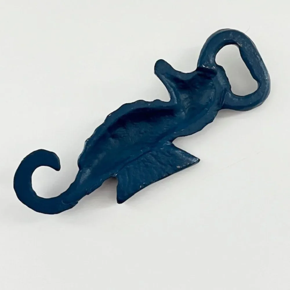 Seahorse Bottle Opener Blue Metal Coastal Beachy NWOT